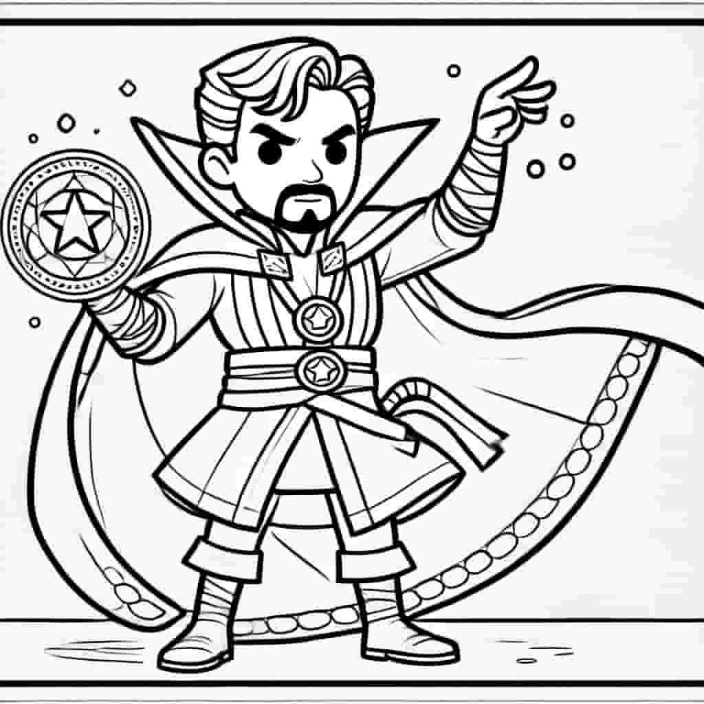 Dr.strange marvel clean background colouring page