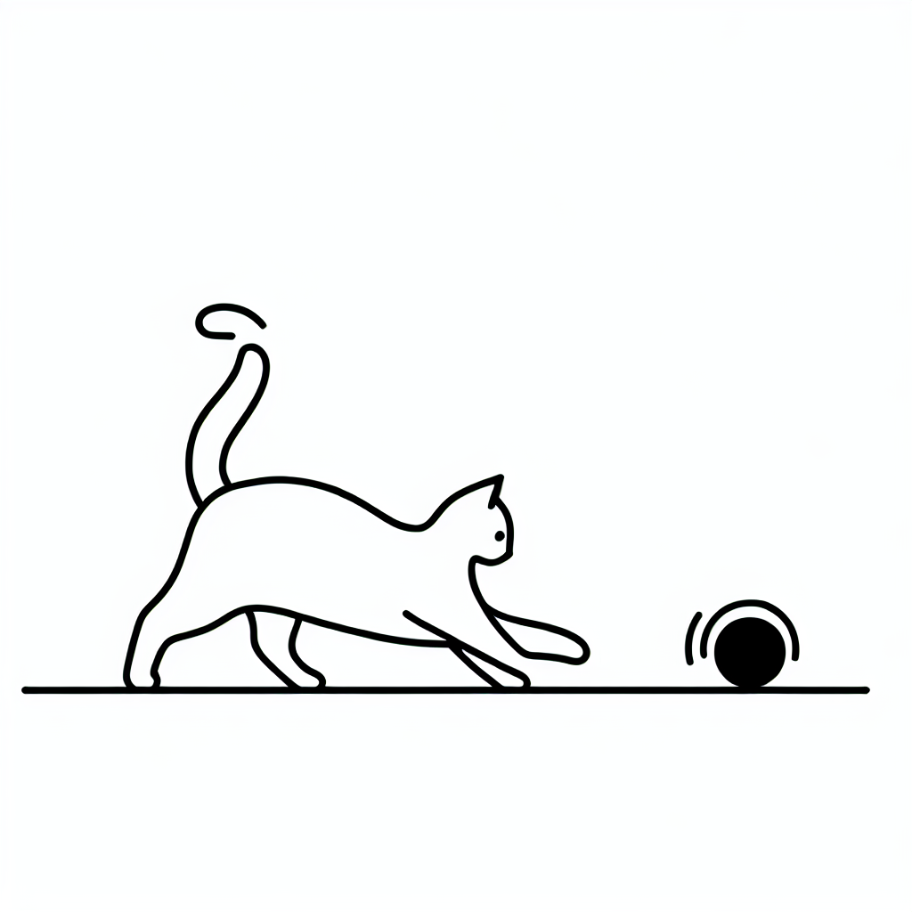 a cat play a ball