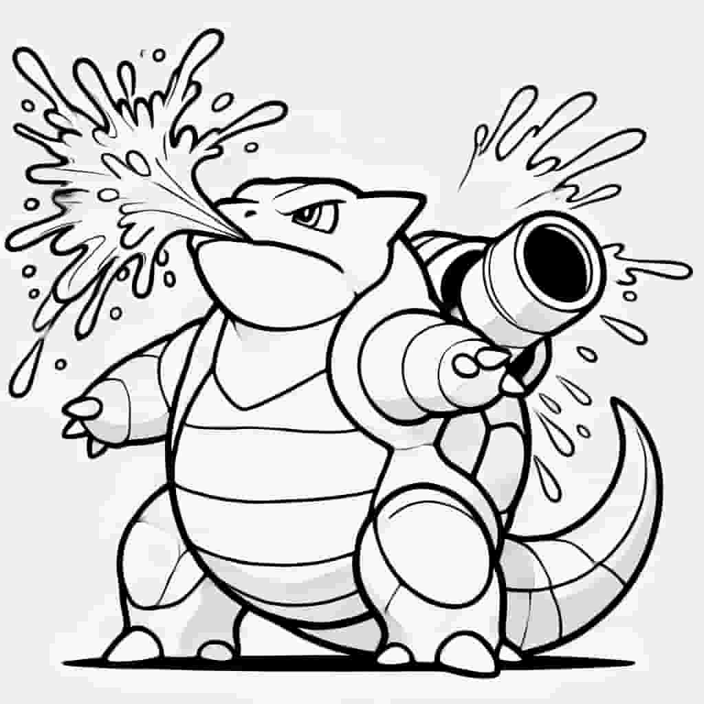 a Blastoise shoots water