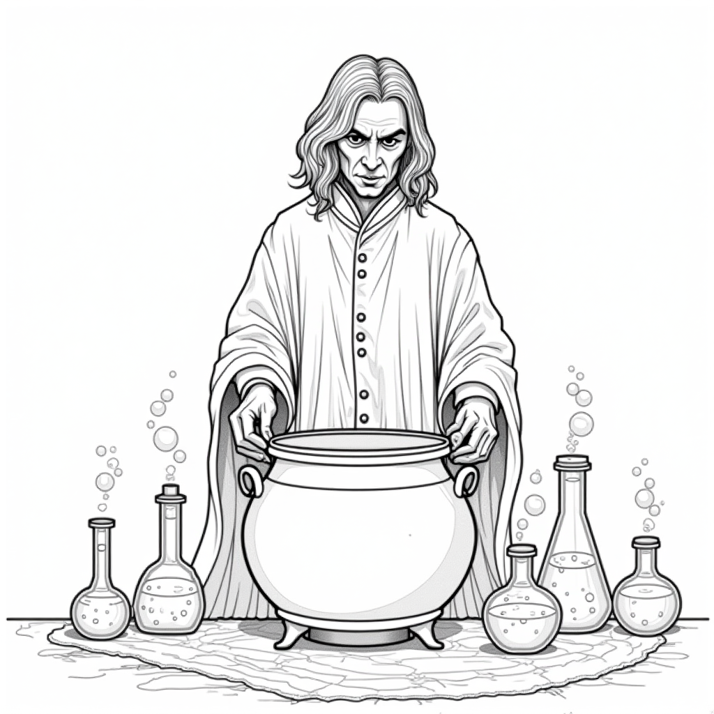 Snape brewing potions