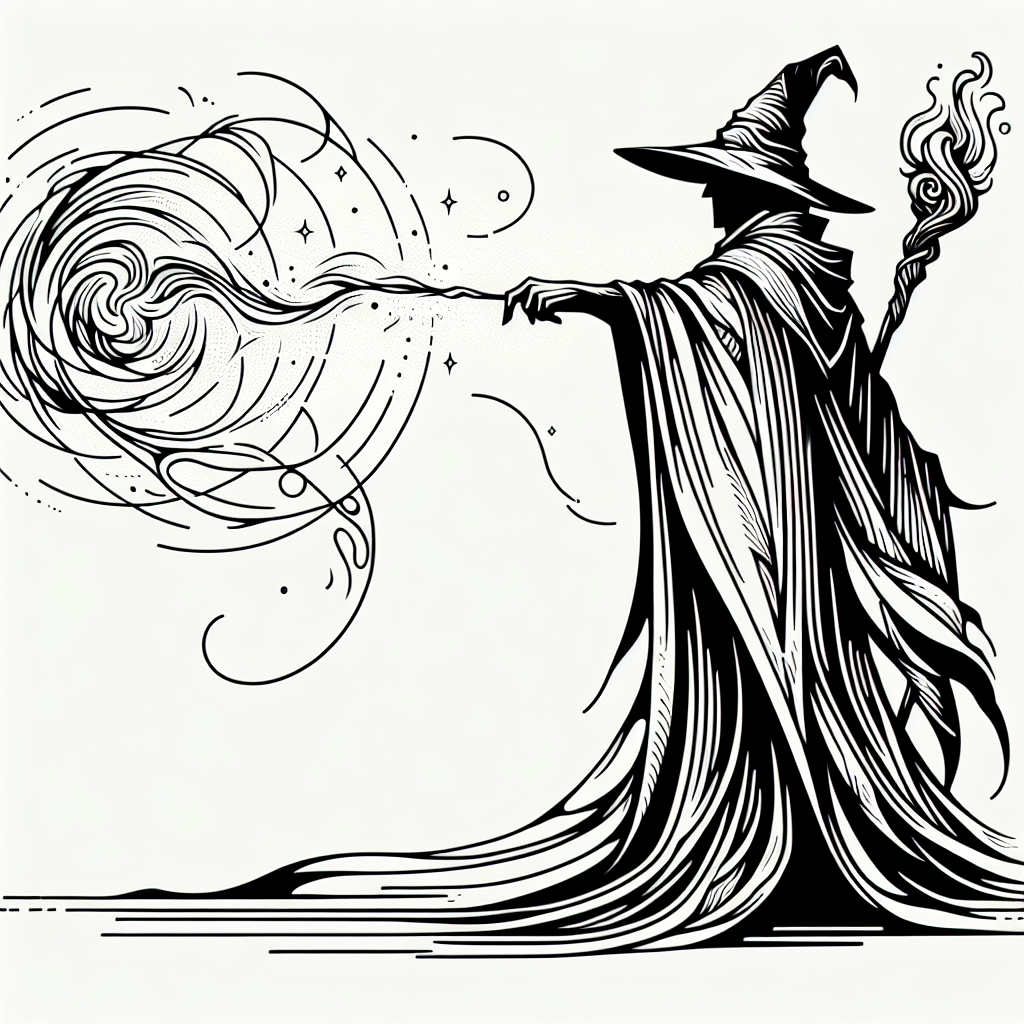 wizard with magical spells