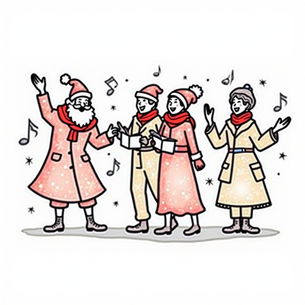 Christmas carolers singing joyfully