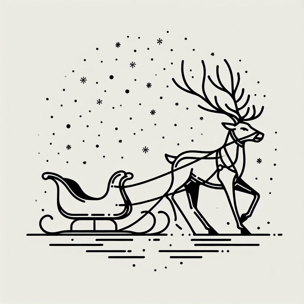 Reindeer pulling sleigh