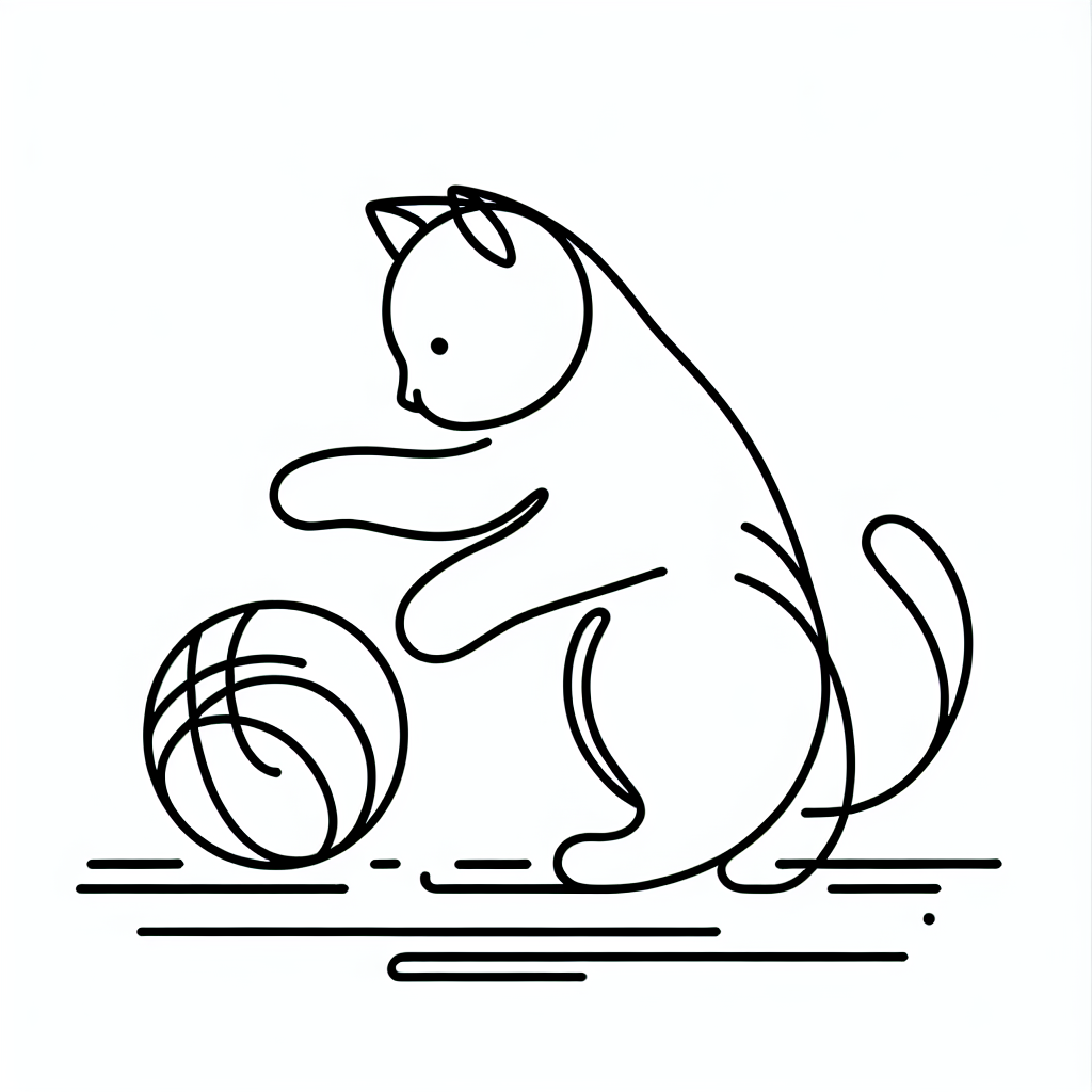 a cat play a ball