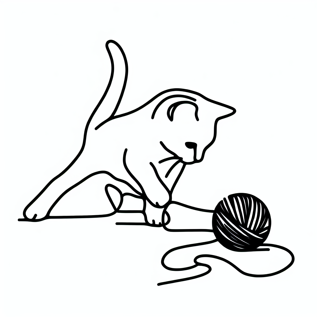 a cat plays with yarn