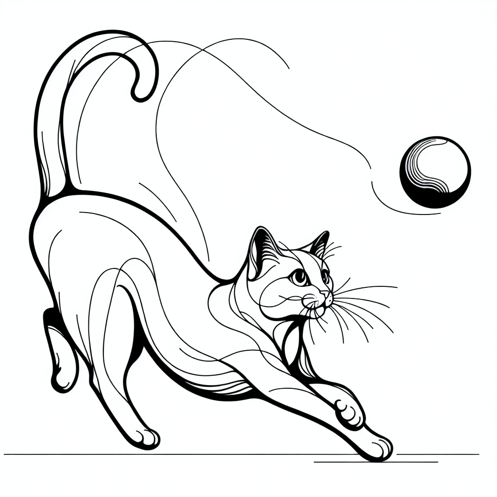 a playful cat chasing a ball