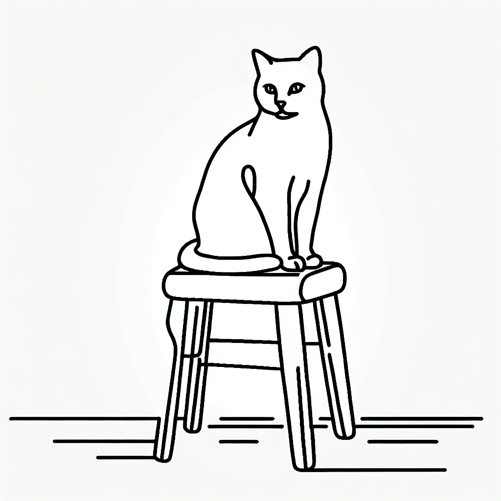 cat sit in a stool