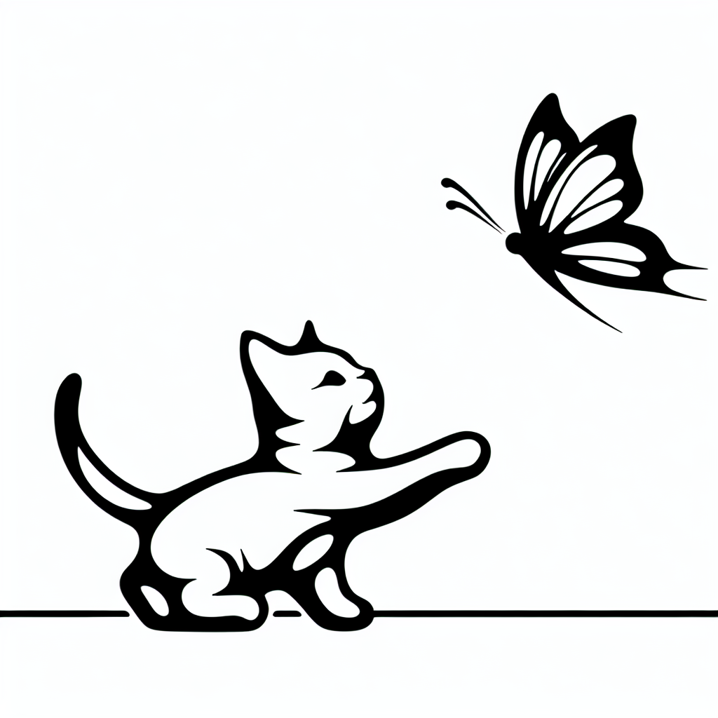 kitten chasing a butterfly