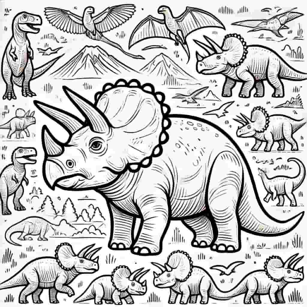 Triceratops with other dinosaurs