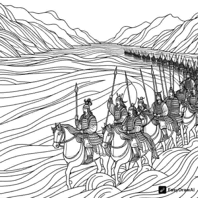 Cao Cao's army crossing the Yangtze River