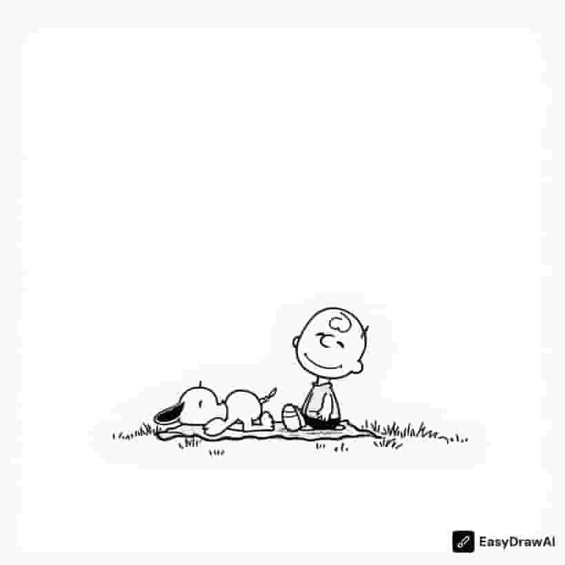 Snoopy and Charlie Brown having a picnic