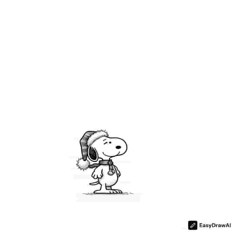 Snoopy dressed in a Santa outfit