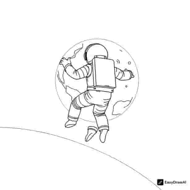 An astronaut floating in space, diagonal pose, with Earth in the background, from behind, in a science fiction style.