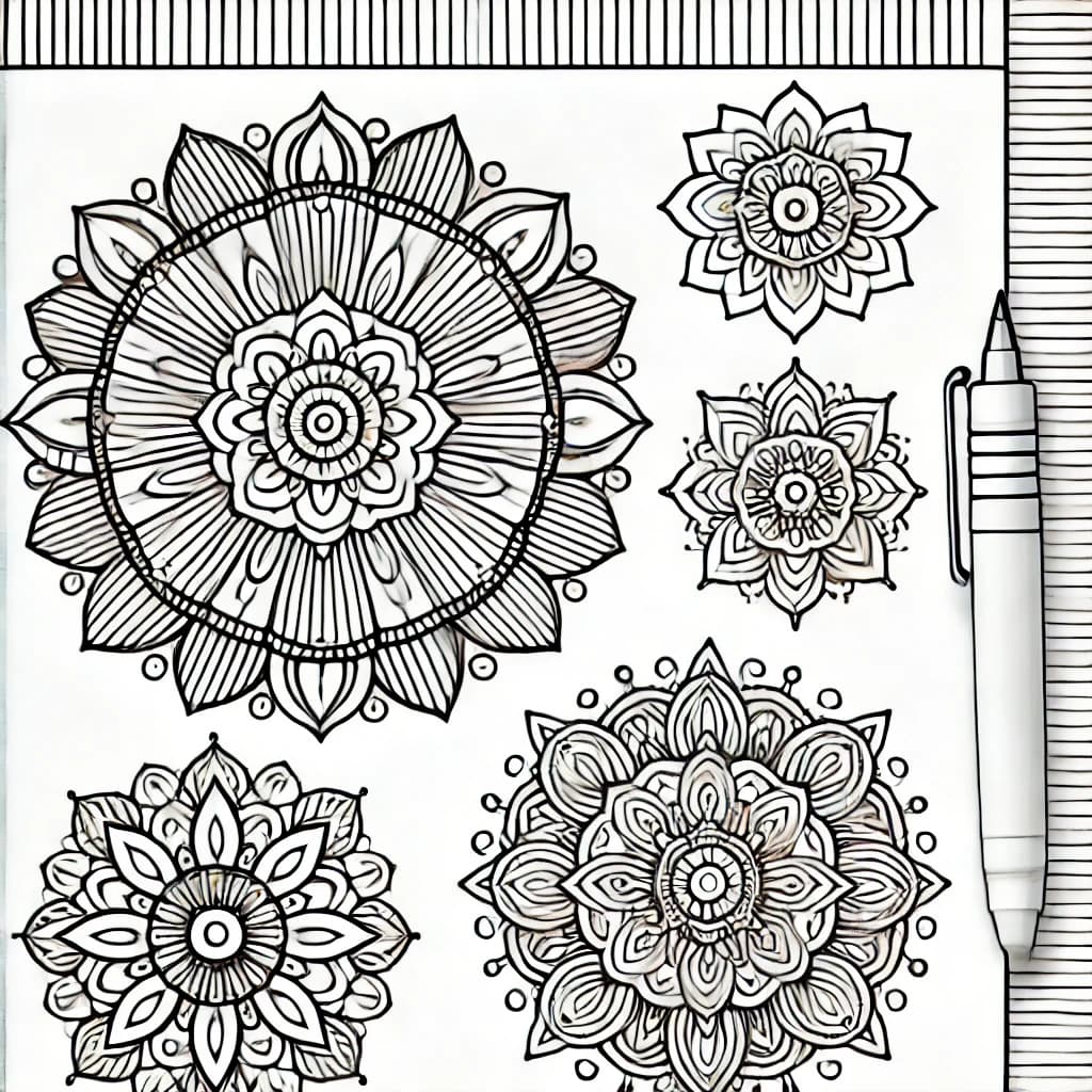 Ten Mandalas coloring pages