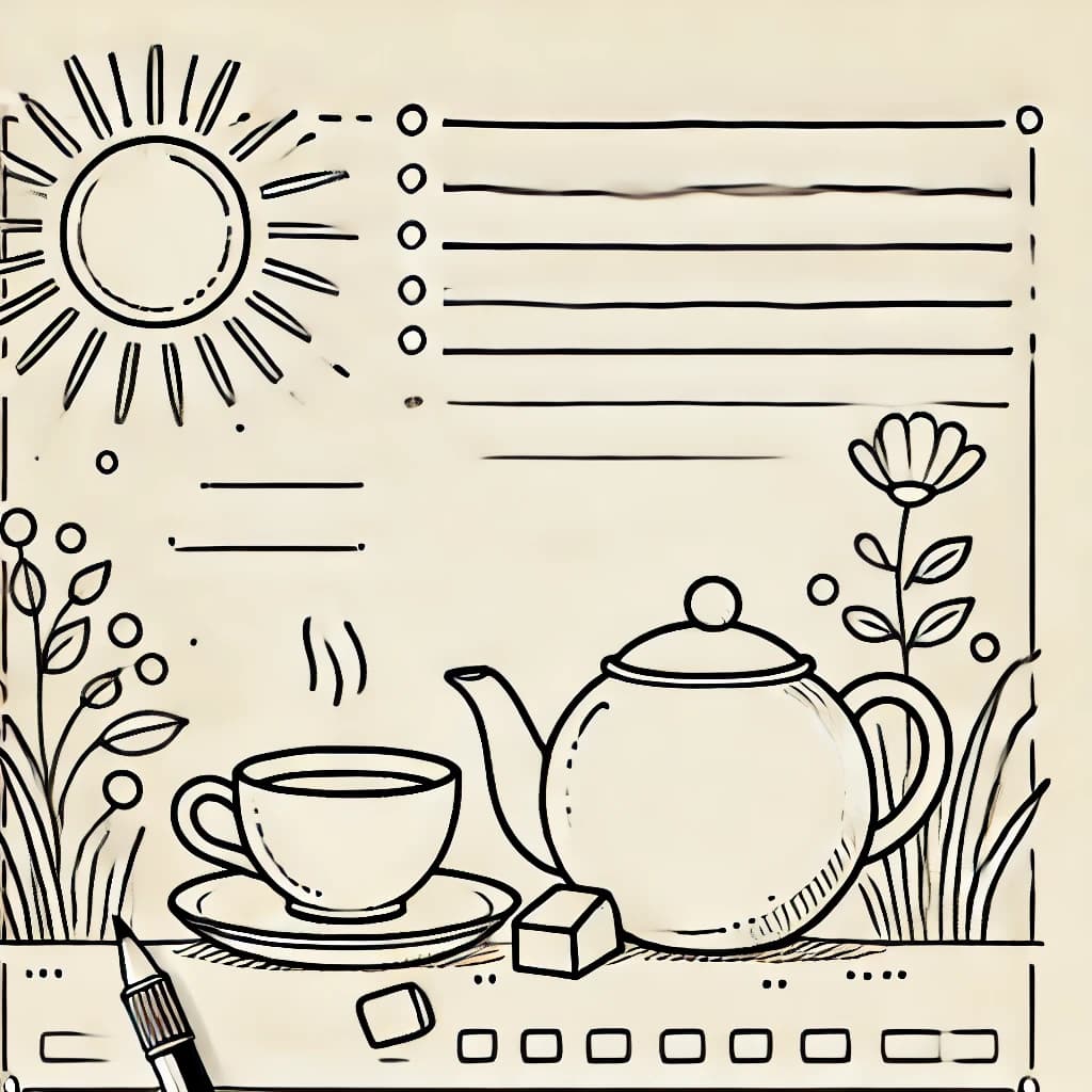 sunny tea
 coloring pages