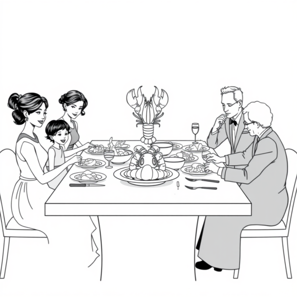 family dinner feast coloring pages