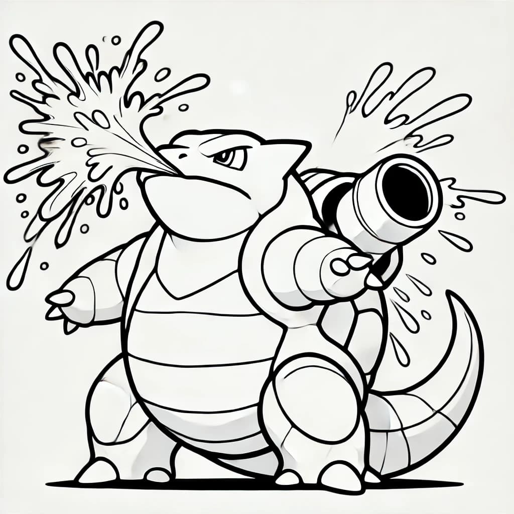 a Blastoise shoots water coloring pages