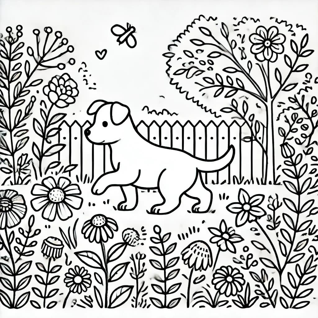 Bluey exploring her garden coloring pages