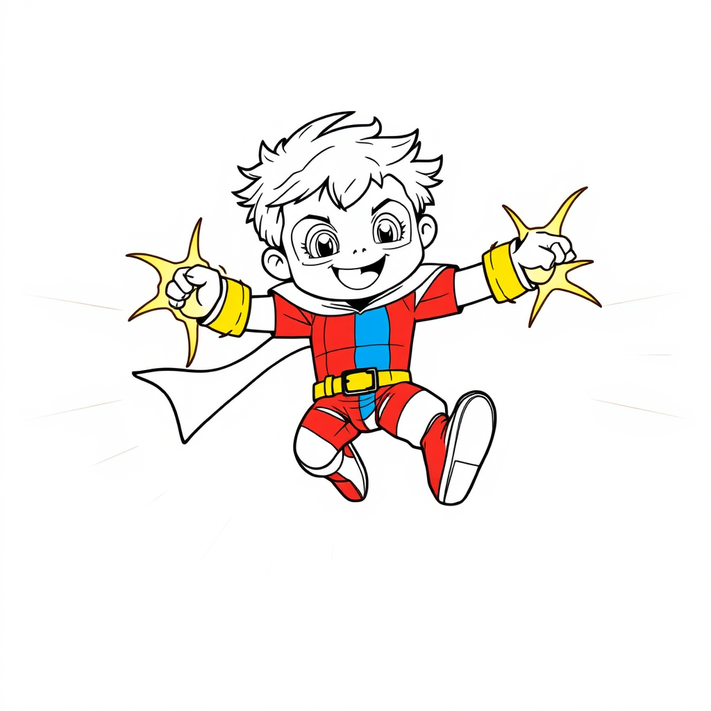 chibi superhero in action coloring pages