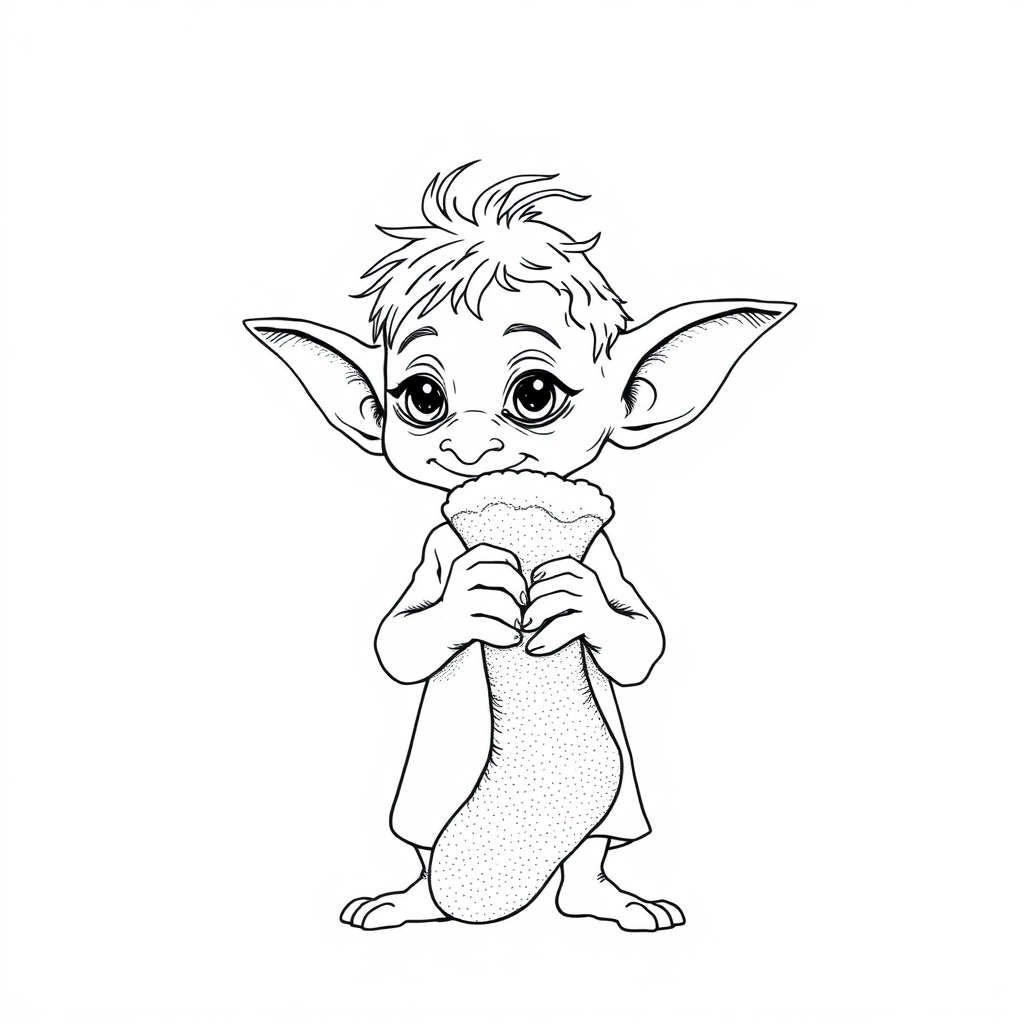 Dobby holding a sock coloring pages