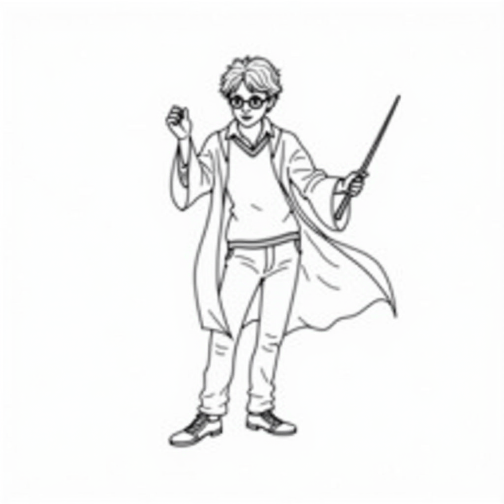 Harry waves his wand coloring pages