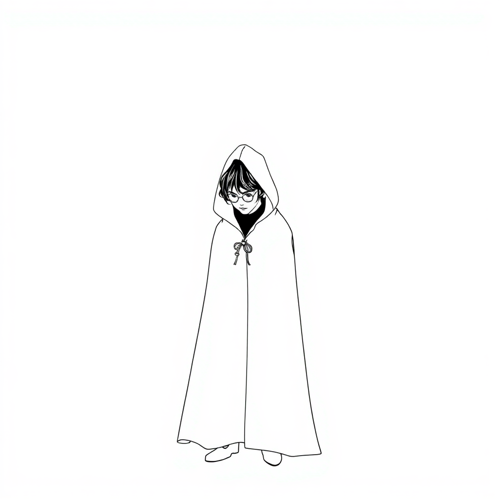 Harry with invisibility cloak coloring pages