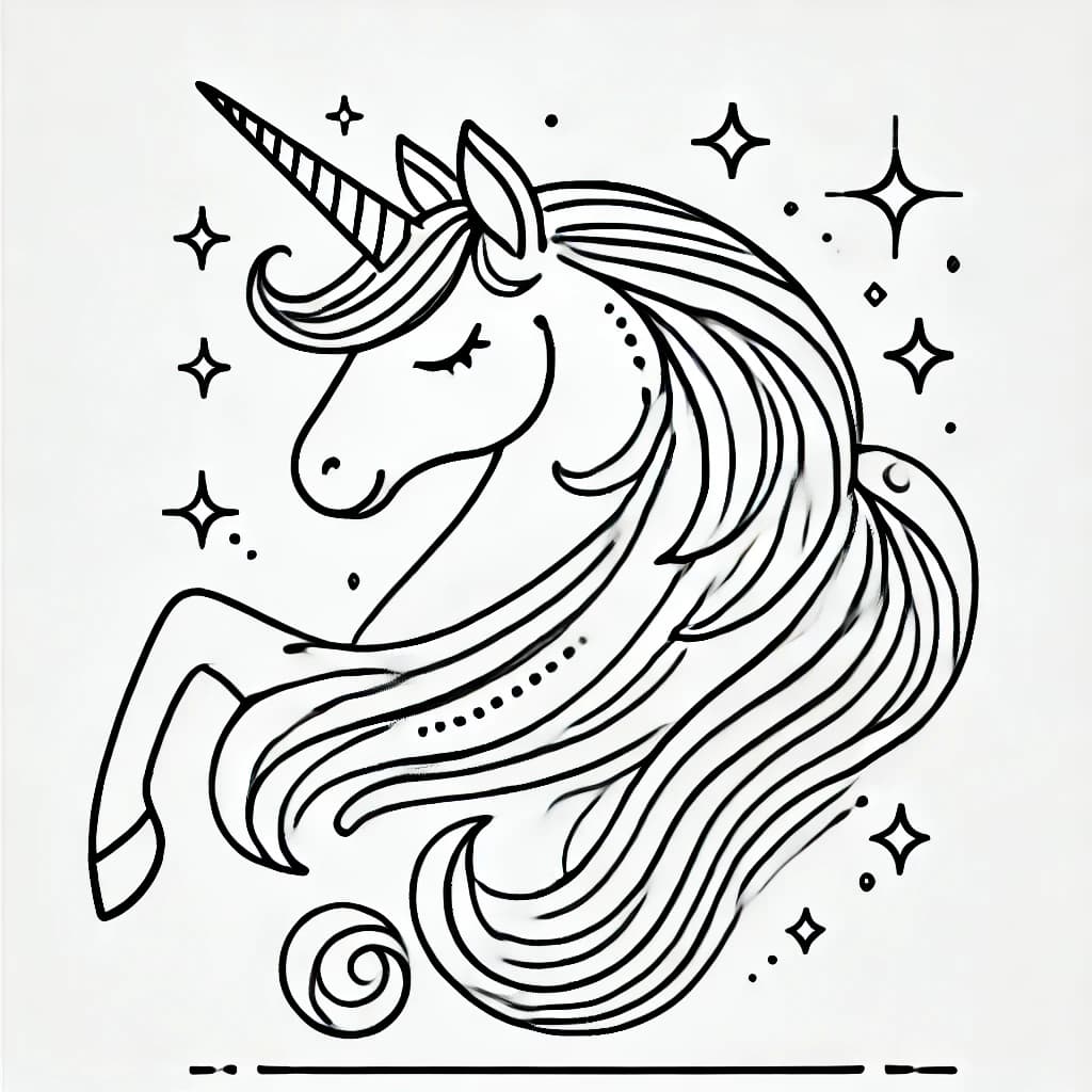 unicorn with a sparkling horn coloring pages