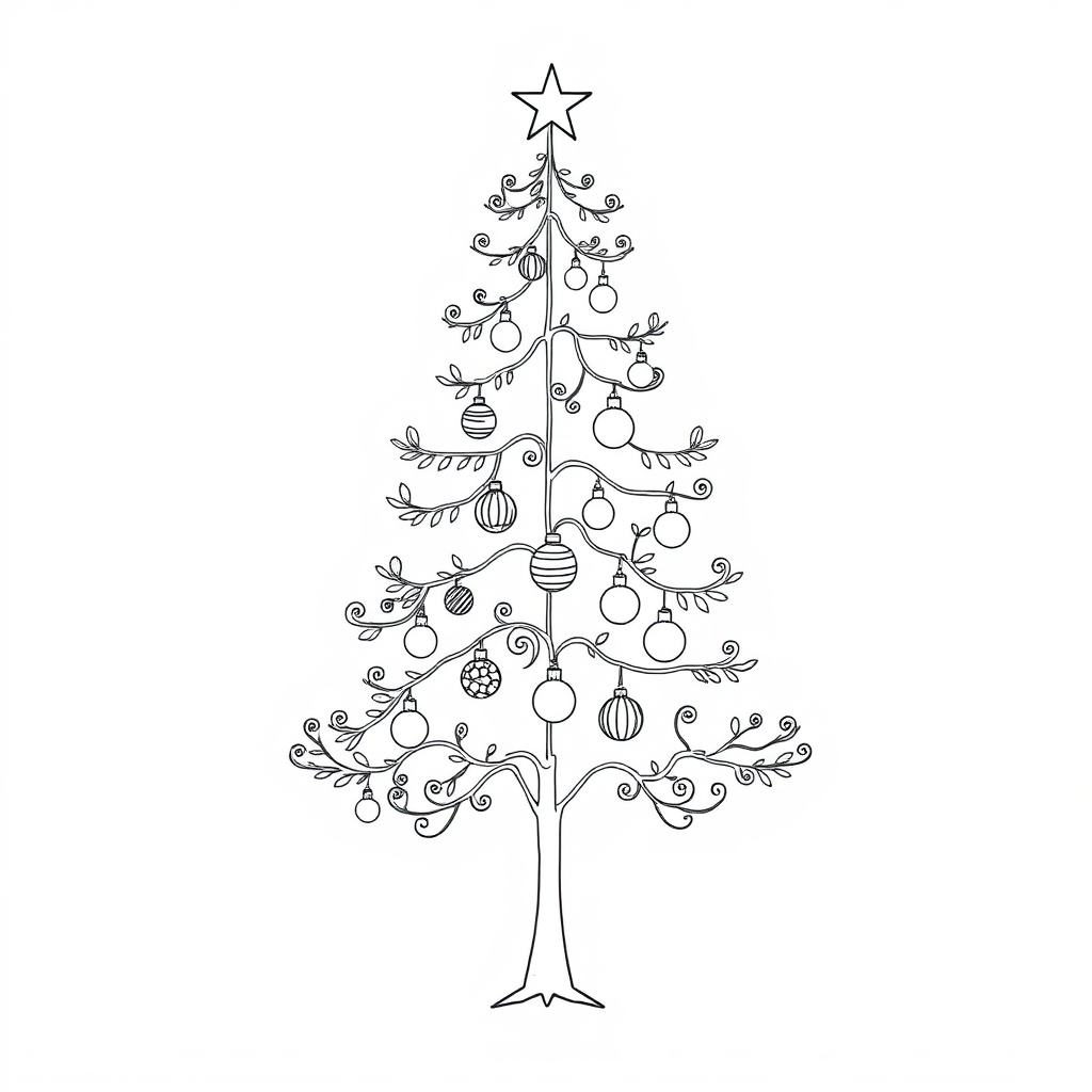 Christmas tree with ornaments coloring pages