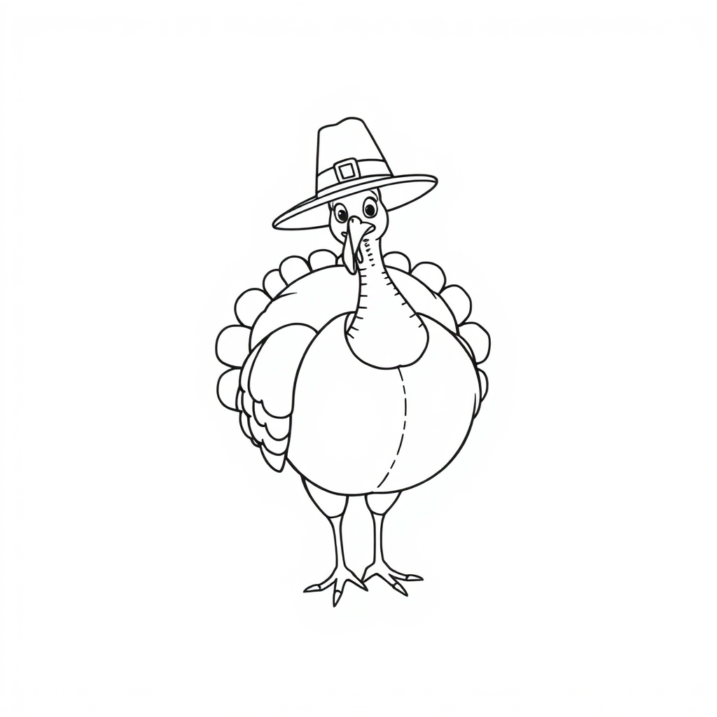 turkey with pilgrim hat coloring pages