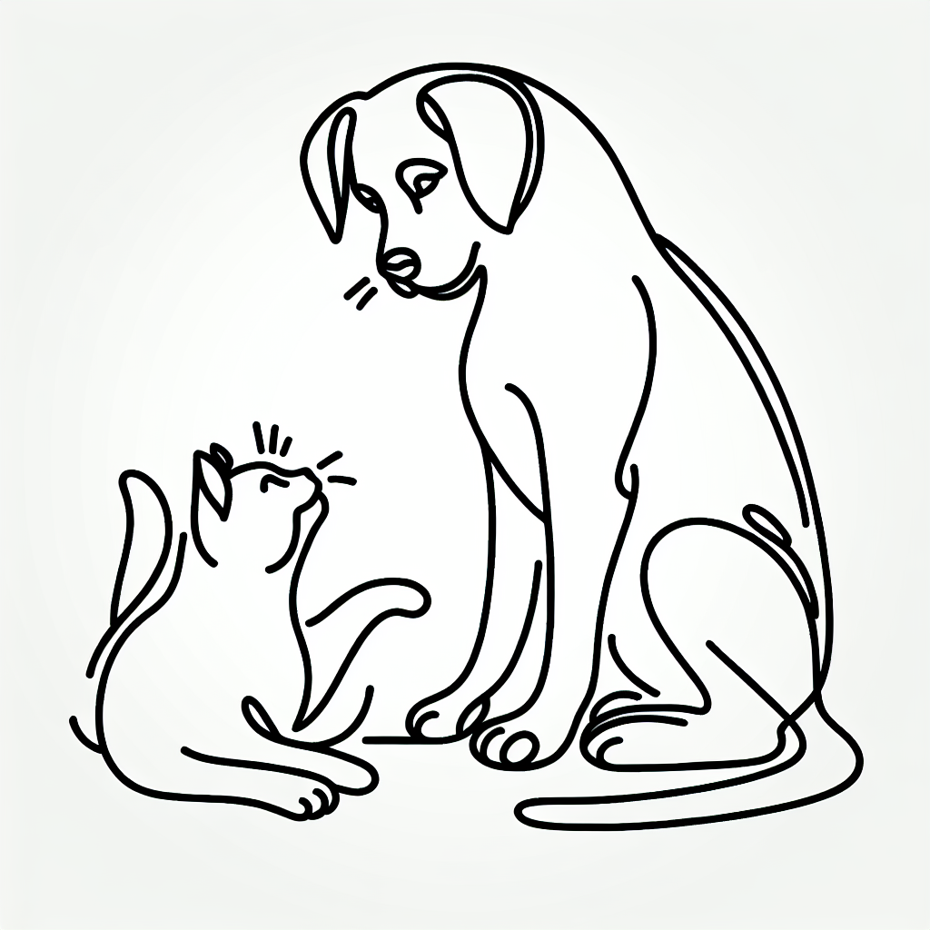 cat with dog coloring pages