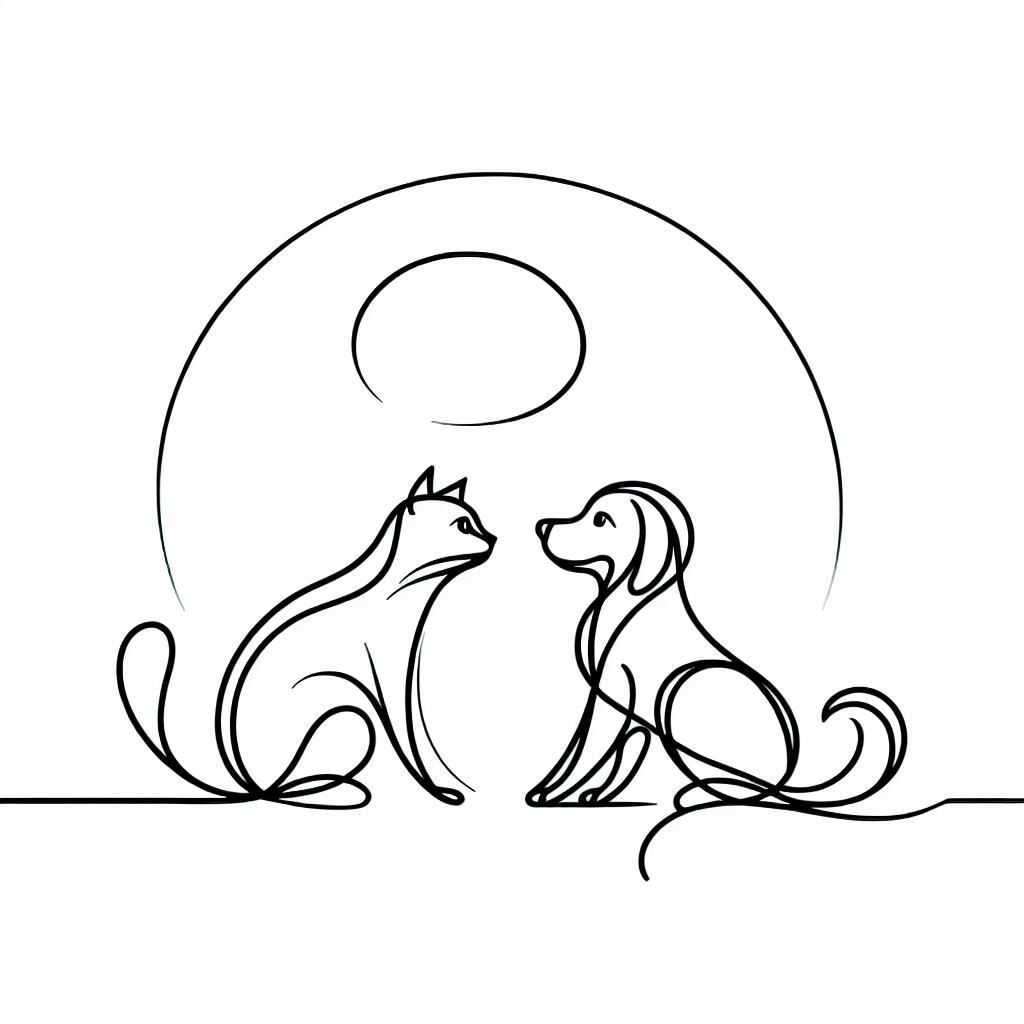 cat with dog coloring pages