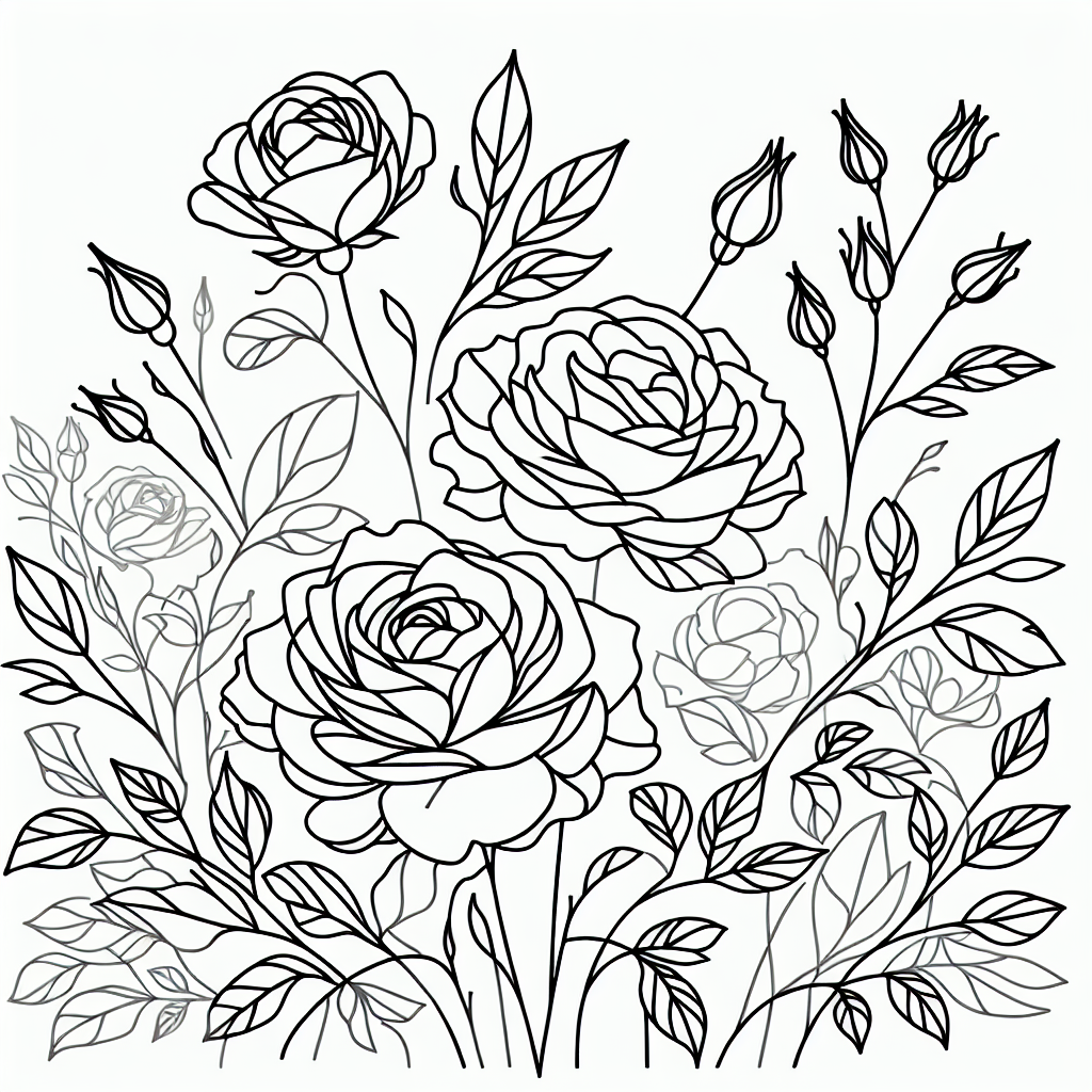 rose garden blooming coloring pages