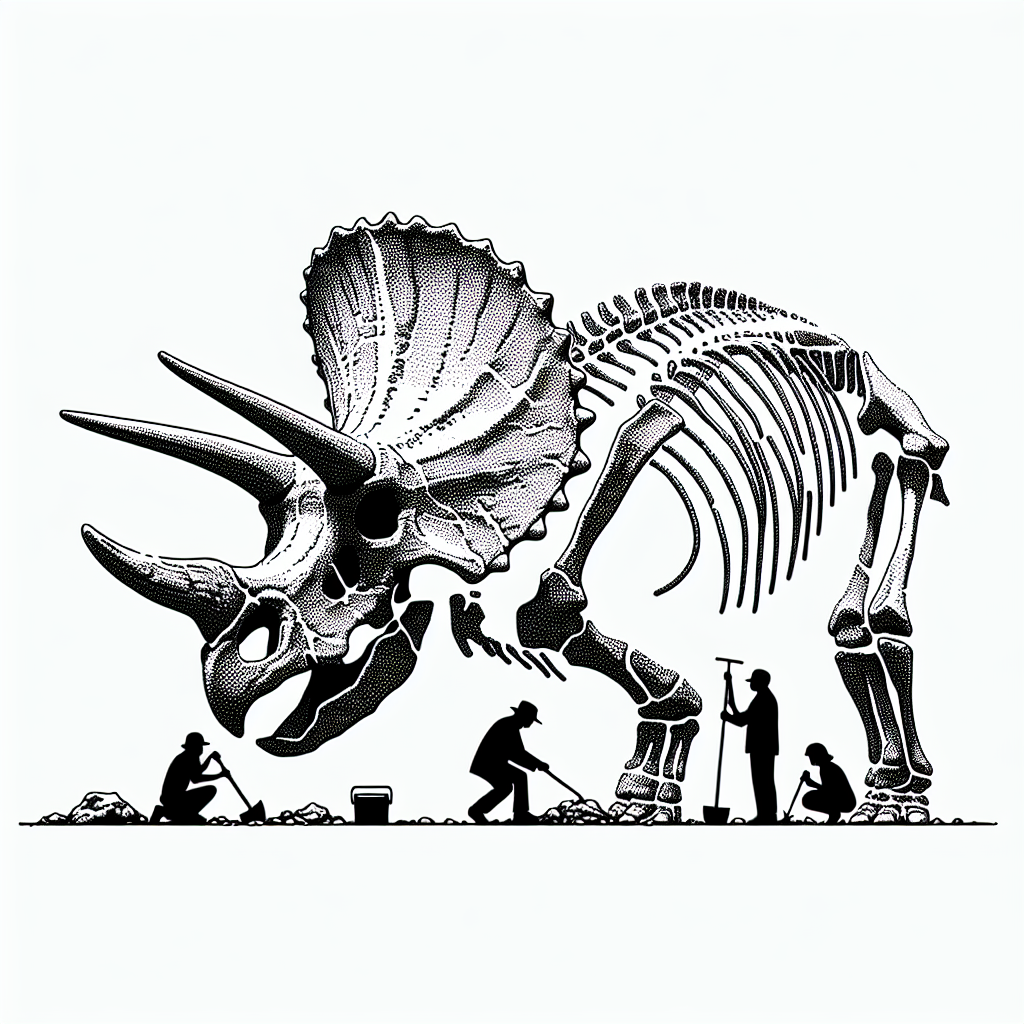 triceratops fossil discovery coloring pages