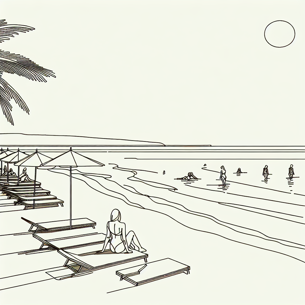 colorful summer beach scene coloring pages