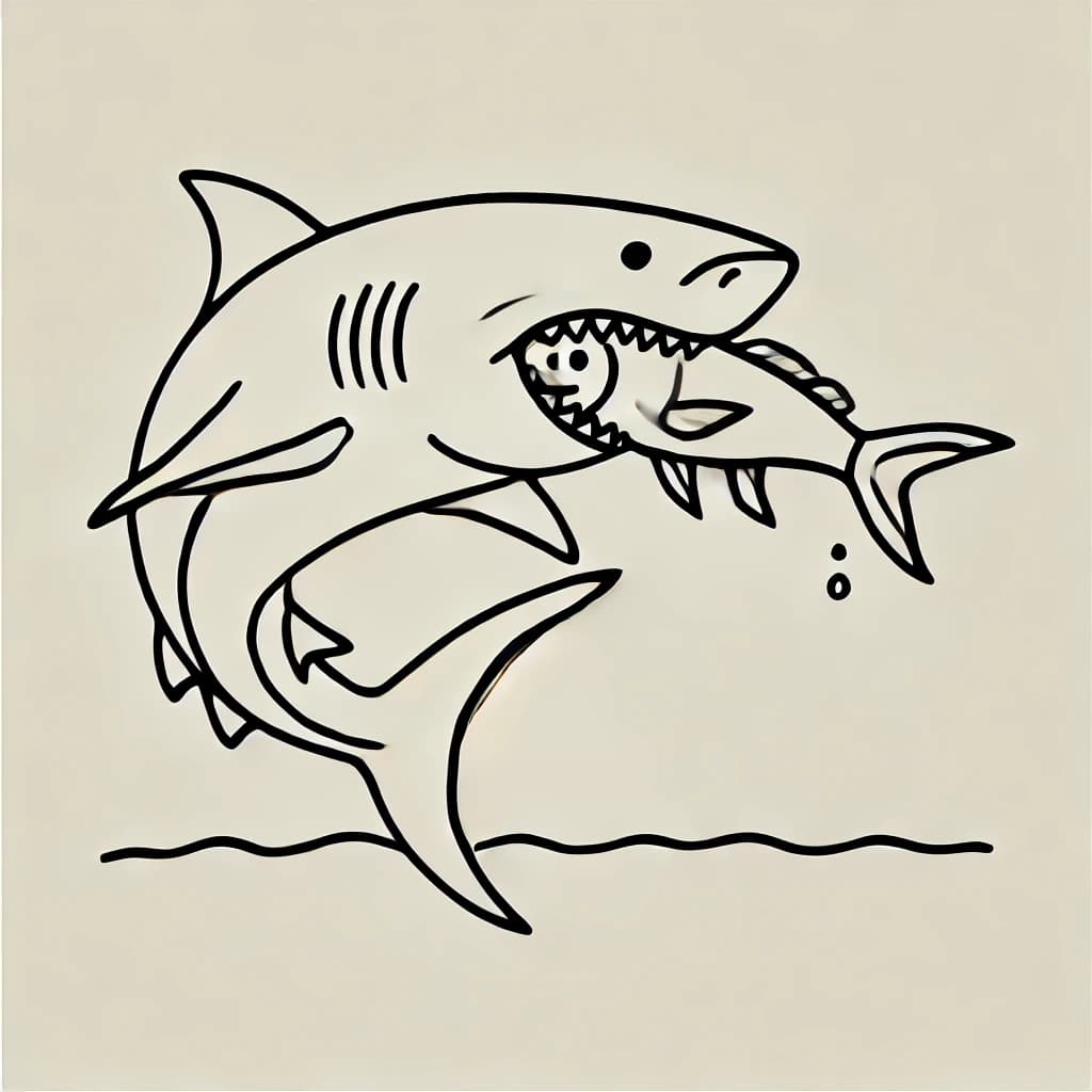 shark eating a fish coloring pages