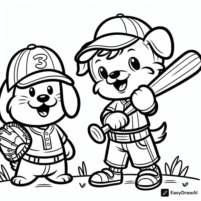 Snoopy playing baseball with Charlie Brown coloring pages