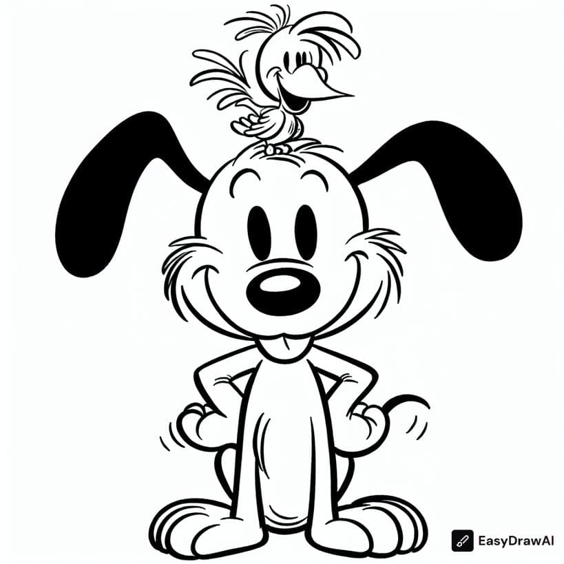 Snoopy with his best friend Woodstock coloring pages