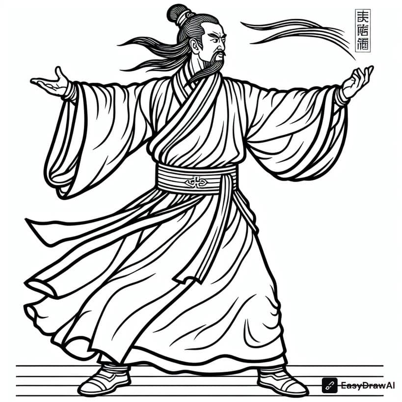 Zhuge Liang summoning the eastern winds coloring pages