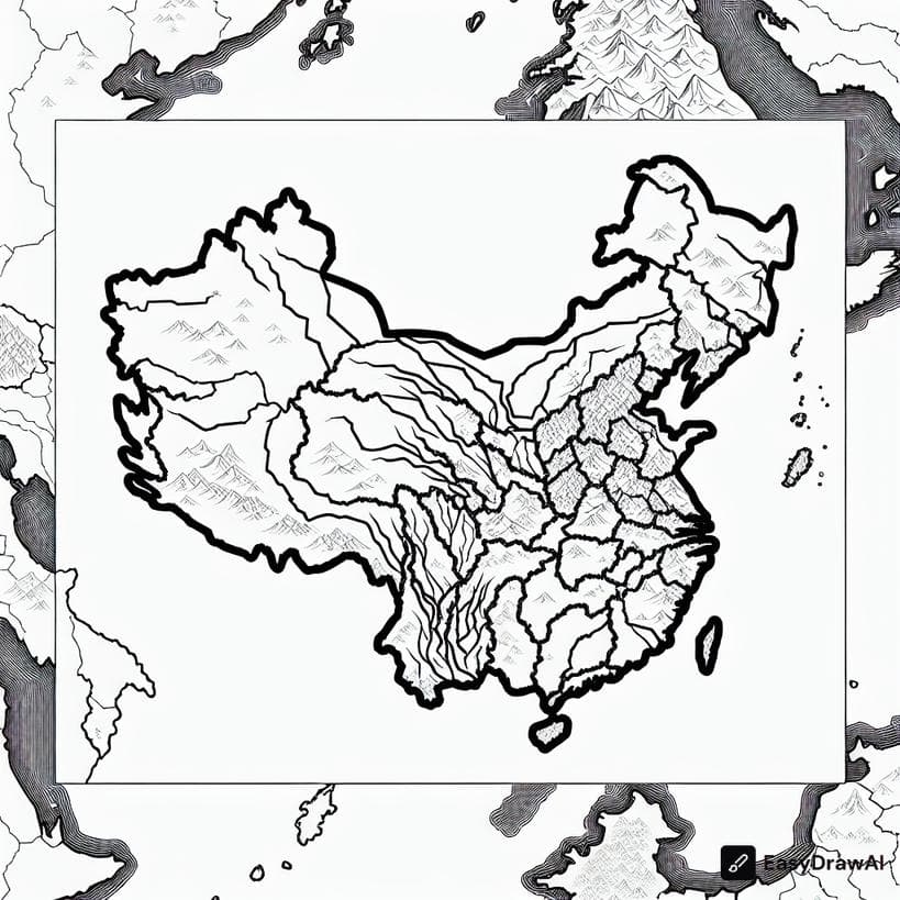 Detailed map of factions during the Three Kingdoms coloring pages