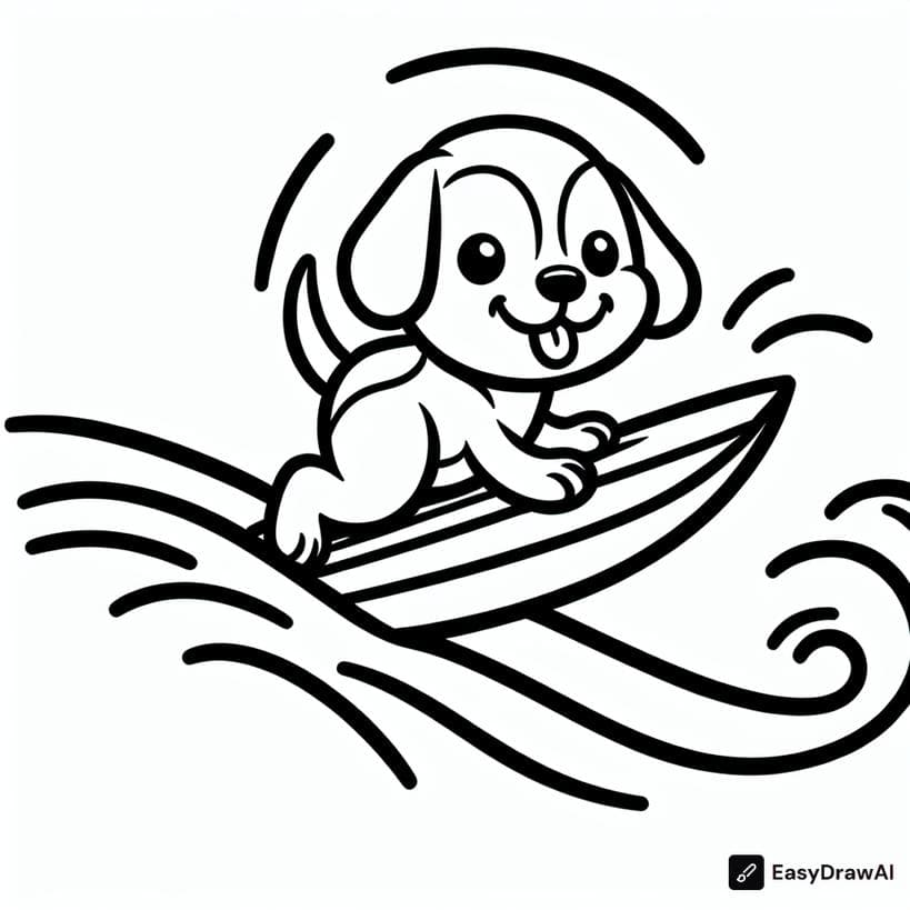 Snoopy as a surfer catching waves coloring pages