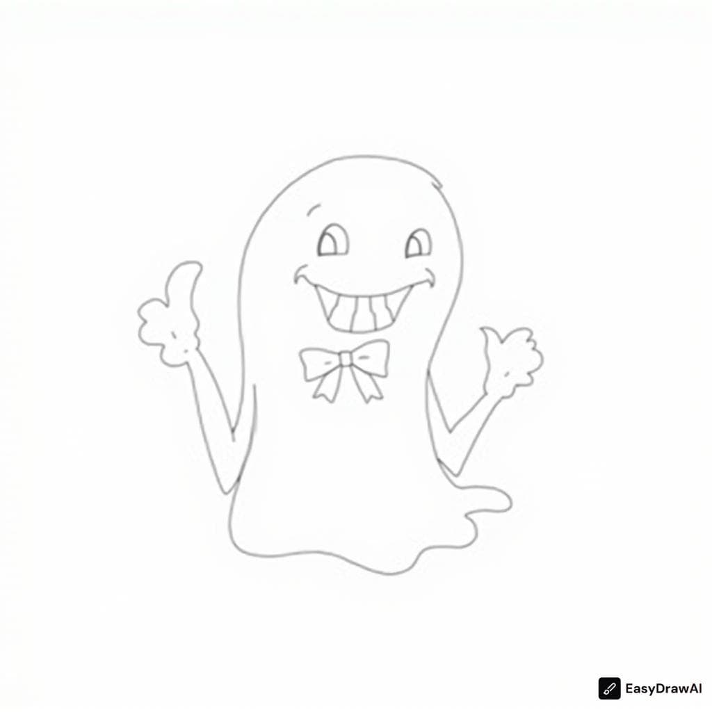 a friendly ghost giving a thumbs up and wearing a bow tie coloring pages