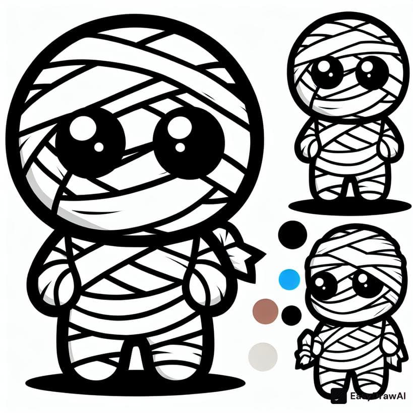 a cute mummy wrapping up in bandages coloring pages