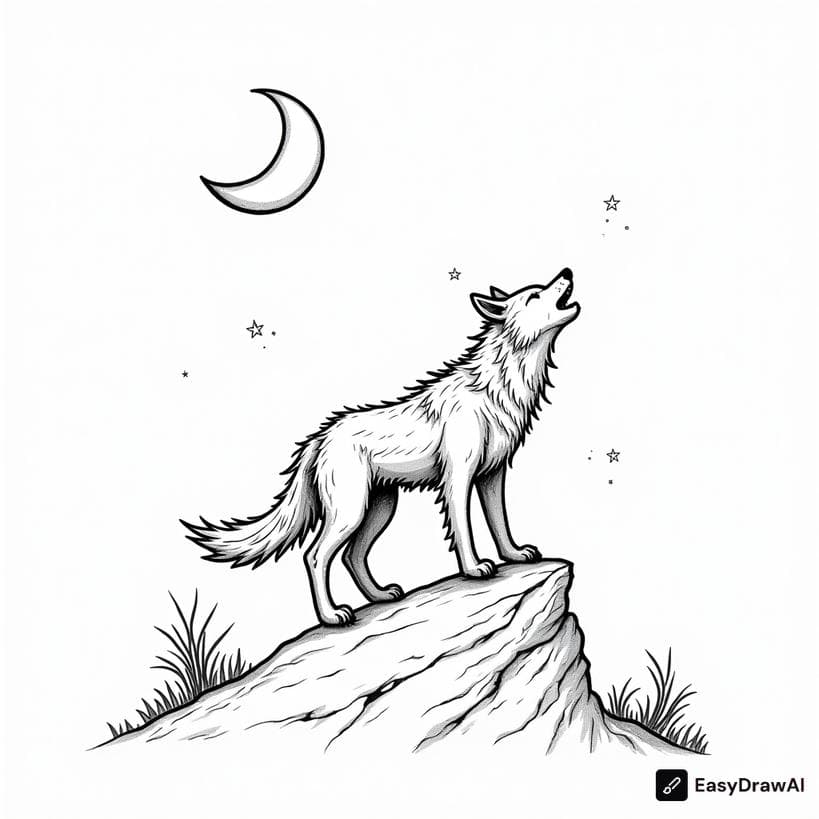 a cute werewolf howling at the moon coloring pages