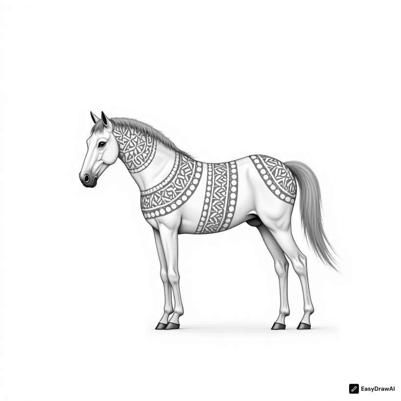 horse with mandala pattern coloring pages