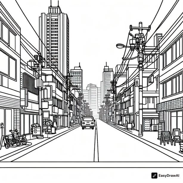 東京下町の街並み coloring pages